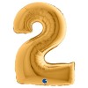 Palloncino Mylar 40'' (100cm) Numero 2 Gold (Oro) di Grabo Srl