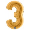 Palloncino Mylar 40'' (100cm) Numero 3 Gold (Oro) di Grabo Srl