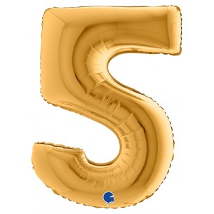 Palloncino Mylar 40'' (100cm) Numero 5 Gold (Oro) di Grabo Srl