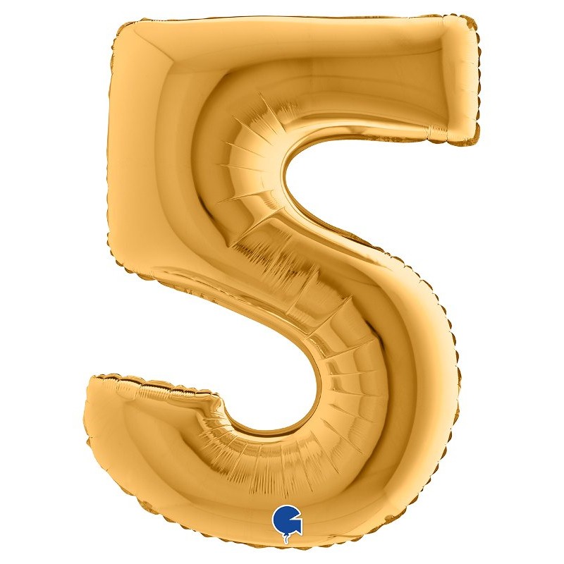 Palloncino Mylar 40'' (100cm) Numero 5 Gold (Oro) di Grabo Srl