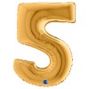 Palloncino Mylar 40'' (100cm) Numero 5 Gold (Oro) di Grabo Srl
