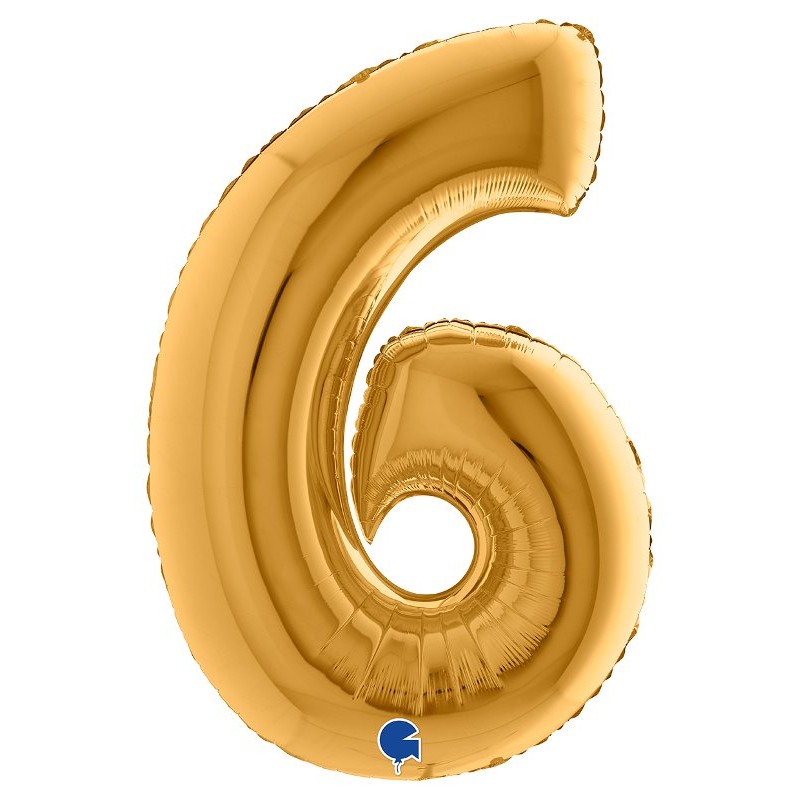 Palloncino Mylar 40'' (100cm) Numero 6 Gold (Oro) di Grabo Srl