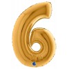 Palloncino Mylar 40'' (100cm) Numero 6 Gold (Oro) di Grabo Srl