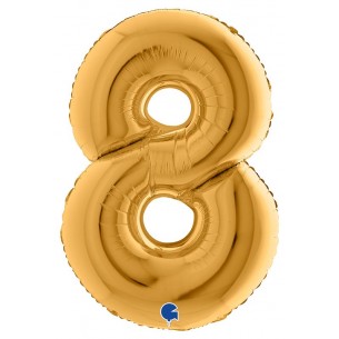 Palloncino Mylar 40'' (100cm) Numero 8 Gold (Oro) di Grabo Srl