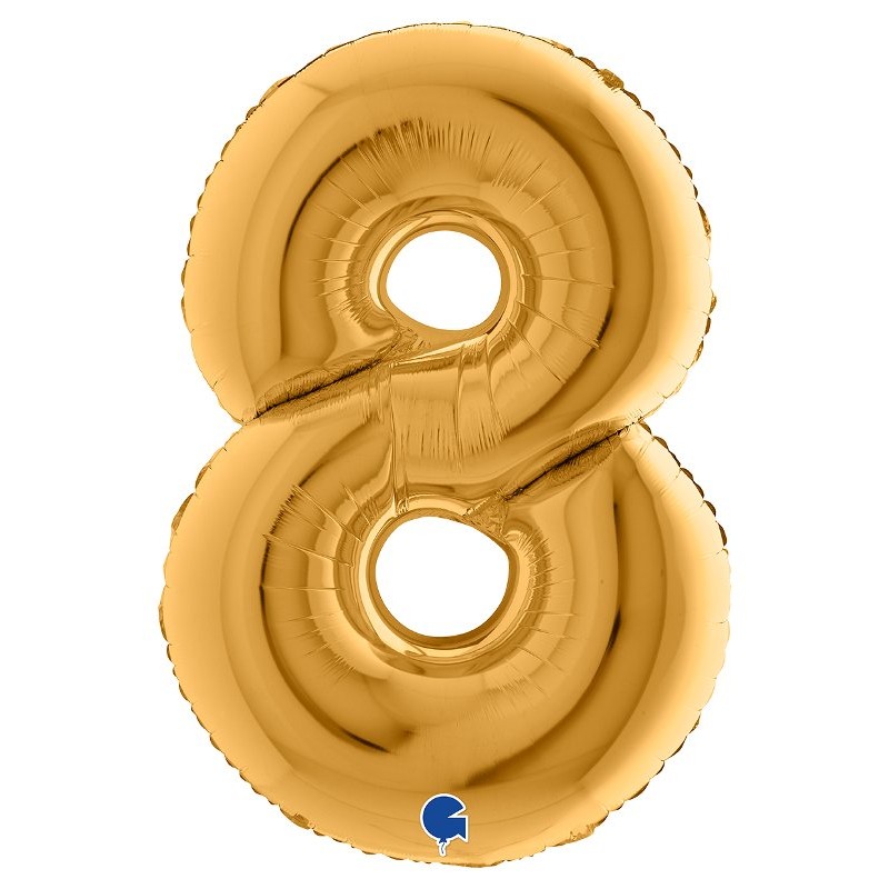 Palloncino Mylar 40'' (100cm) Numero 8 Gold (Oro) di Grabo Srl