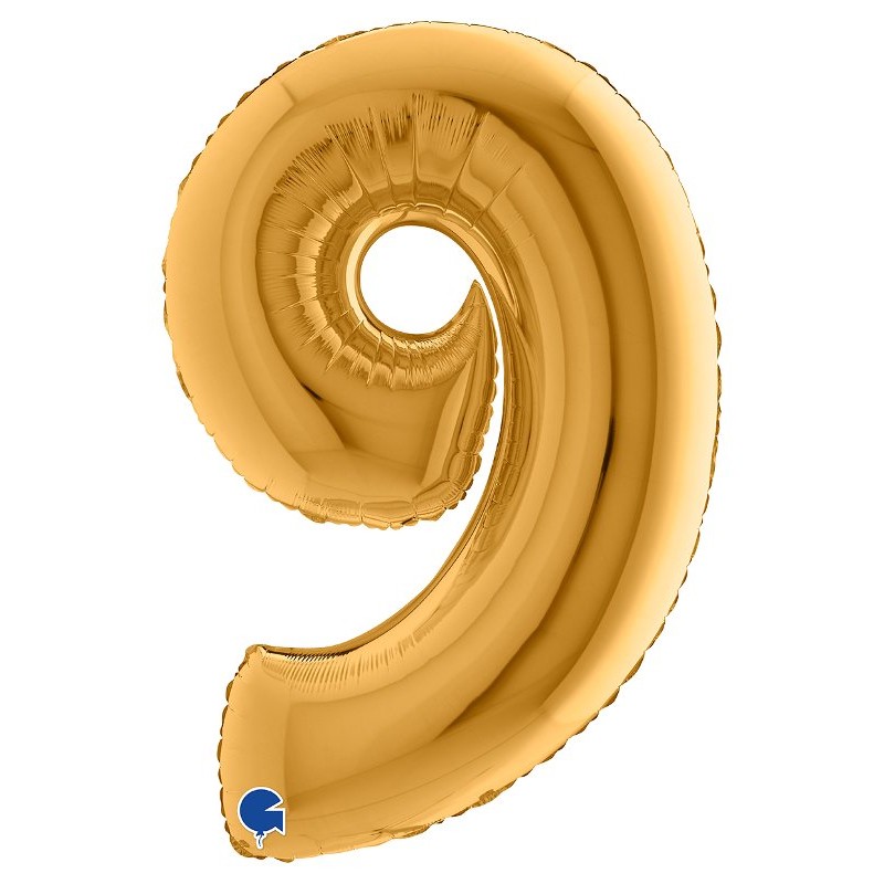 Palloncino Mylar 40'' (100cm) Numero 9 Gold (Oro) di Grabo Srl