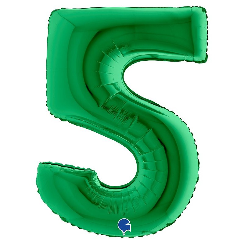 Palloncino Mylar 40'' (100cm) Numero 5 Green di Grabo Srl