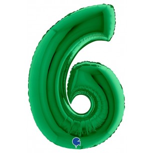 Palloncino Mylar 40'' (100cm) Numero 6 Green di Grabo Srl