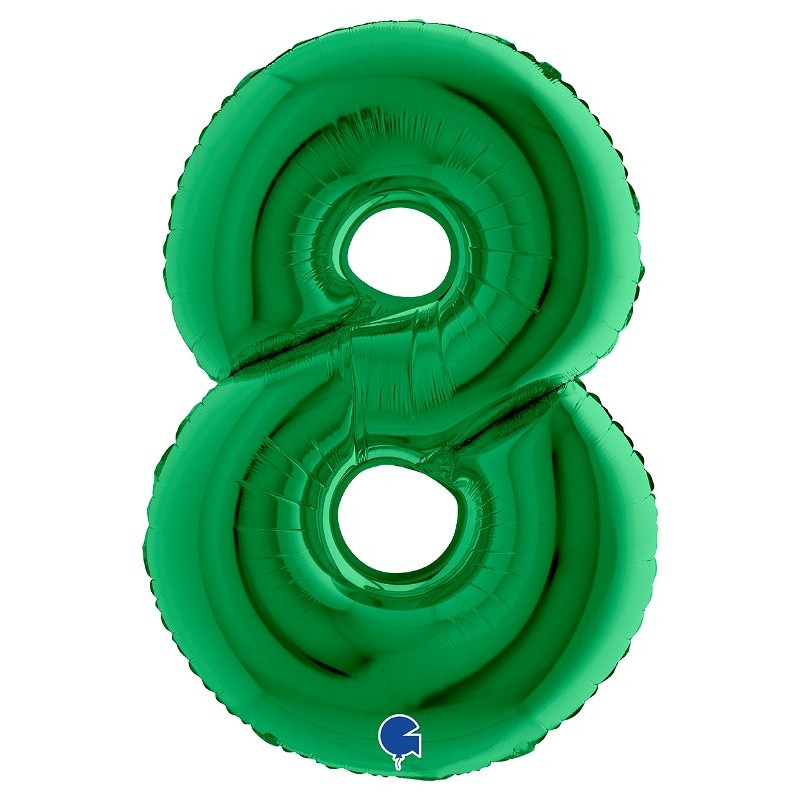 Palloncino Mylar 40'' (100cm) Numero 8 Green di Grabo Srl