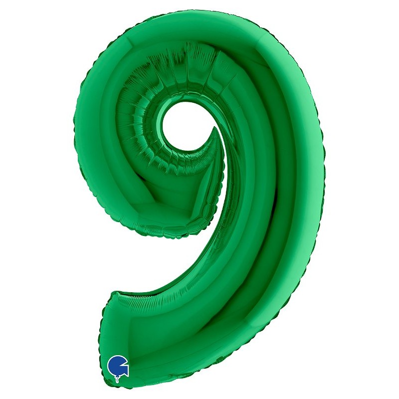 Palloncino Mylar 40'' (100cm) Numero 9 Green di Grabo Srl