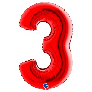 Palloncino Mylar 40'' (100cm) Numero 3 Red di Grabo Srl
