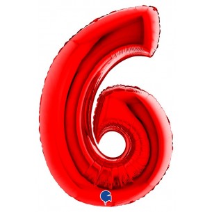 Palloncino Mylar 40'' (100cm) Numero 6 Red di Grabo Srl