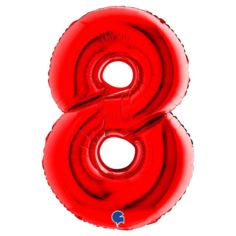 Palloncino Mylar 40'' (100cm) Numero 8 Red di Grabo Srl