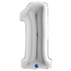 Palloncino Mylar 40'' (100cm) Numero 1 Silver (Argento) di Grabo Srl