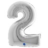 Palloncino Mylar 40'' (100cm) Numero 2 Silver (Argento) di Grabo Srl