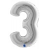 Palloncino Mylar 40'' (100cm) Numero 3 Silver (Argento) di Grabo Srl