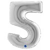 Palloncino Mylar 40'' (100cm) Numero 5 Silver (Argento) di Grabo Srl