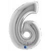 Palloncino Mylar 40'' (100cm) Numero 6 Silver (Argento) di Grabo Srl