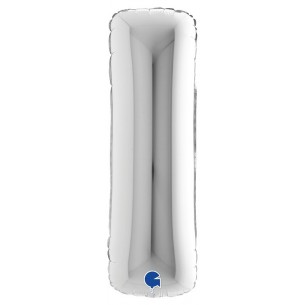 Palloncino Mylar 40'' (100cm) Lettera i Silver (Argento) di Grabo Srl