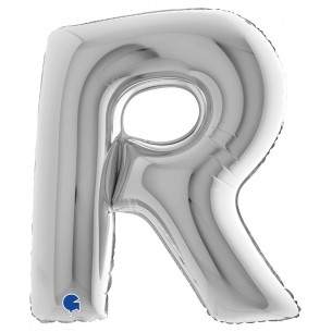Palloncino Mylar 40'' (100cm) Lettera R Silver (Argento) di Grabo Srl