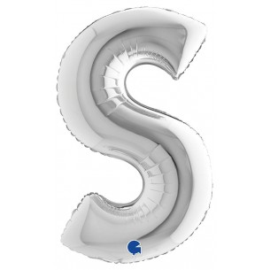 Palloncino Mylar 40'' (100cm) Lettera S Silver (Argento) di Grabo Srl