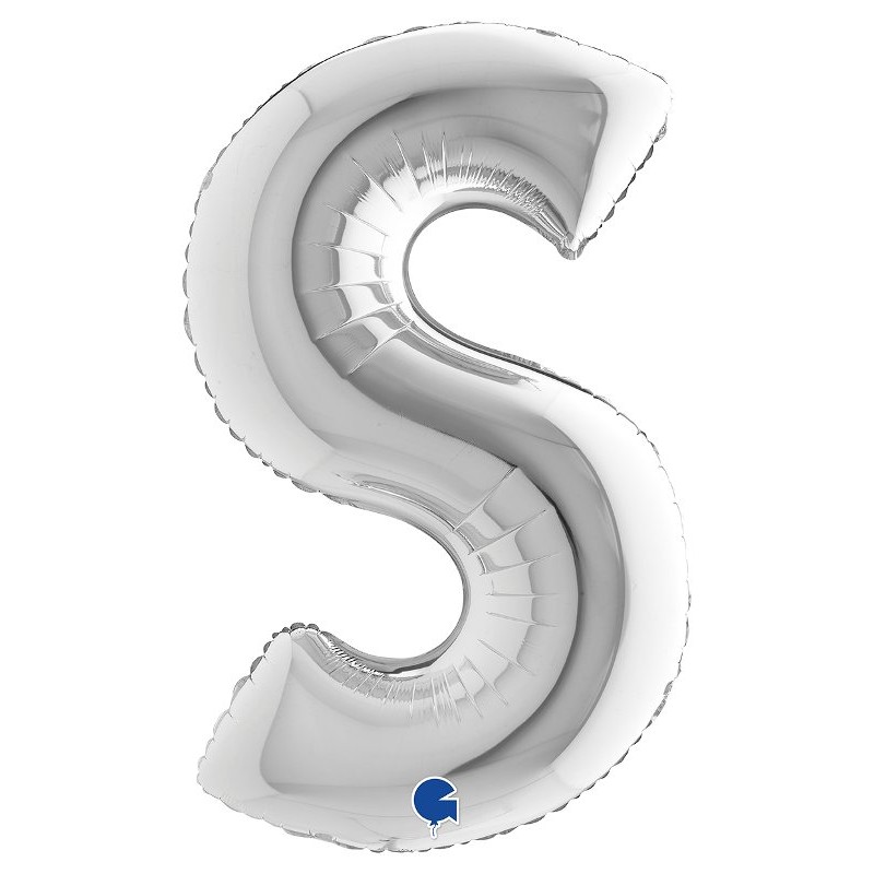 Palloncino Mylar 40'' (100cm) Lettera S Silver (Argento) di Grabo Srl