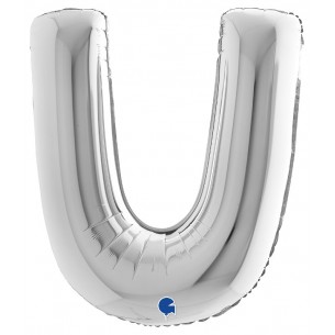 Palloncino Mylar 40'' (100cm) Lettera U Silver (Argento) di Grabo Srl