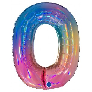 Palloncino Mylar 40'' (100cm) Numero 0 Colourful Rainbow di Grabo Srl
