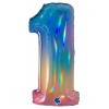 Palloncino Mylar 40'' (100cm) Numero 1 Colourful Rainbow di Grabo Srl