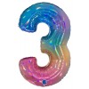 Palloncino Mylar 40'' (100cm) Numero 3 Colourful Rainbow di Grabo Srl