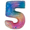 Palloncino Mylar 40'' (100cm) Numero 5 Colourful Rainbow di Grabo Srl