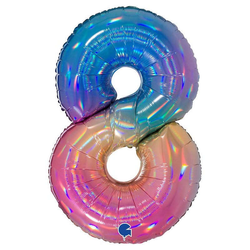 Palloncino Mylar 40'' (100cm) Numero 8 Colourful Rainbow di Grabo Srl