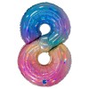 Palloncino Mylar 40'' (100cm) Numero 8 Colourful Rainbow di Grabo Srl