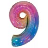 Palloncino Mylar 40'' (100cm) Numero 9 Colourful Rainbow di Grabo Srl