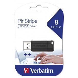 Verbatim Chiavetta Usb 8gb 2.0 Pin-Stripe Black