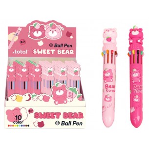 Penna Multicolore Teddy Bear Sweet 10 Colori Display 36 Pcs di I-Total