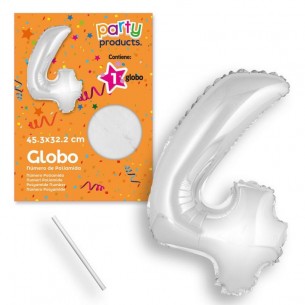 (Mylar-Poliammide) Palloncino N.4 Argento + Asta 45,30 X 32,20 Cm di Juinsa - Juguetes Industriales, S.A.