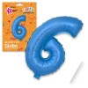 Mylar (Poliammide) Palloncino Numero 6 Blu + Asta 45,30 X 30,70 Cm di Juinsa - Juguetes Industriales, S.A.