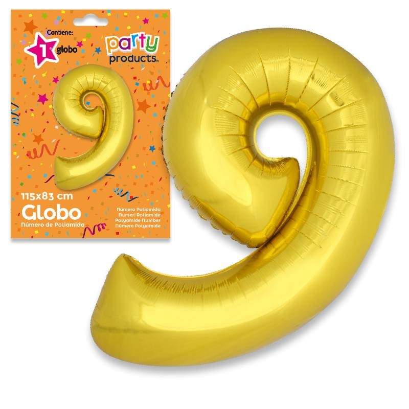 Mylar (Poliammide) Palloncino Numero 9 Oro 115 X 83 Cm di Juinsa - Juguetes Industriales, S.A.