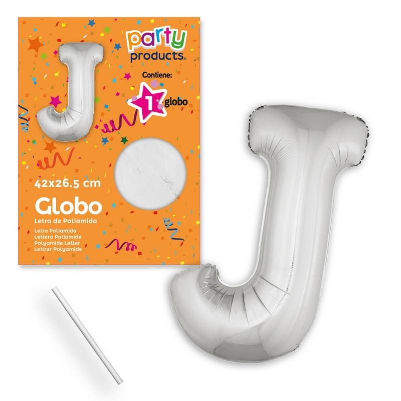 (Mylar-Poliammide) Palloncino Lettera J Argento 42 X 26,50 Cm di Juinsa - Juguetes Industriales, S.A.