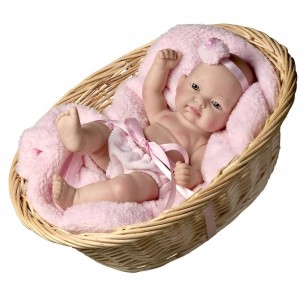 Bambola Rosa 25cm in Cesta di Rauber