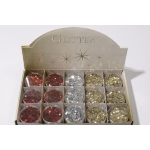 Glitter Star Traditional 3ass, Colour: Assorted, Size: Dia6x1cm di Kaemingk