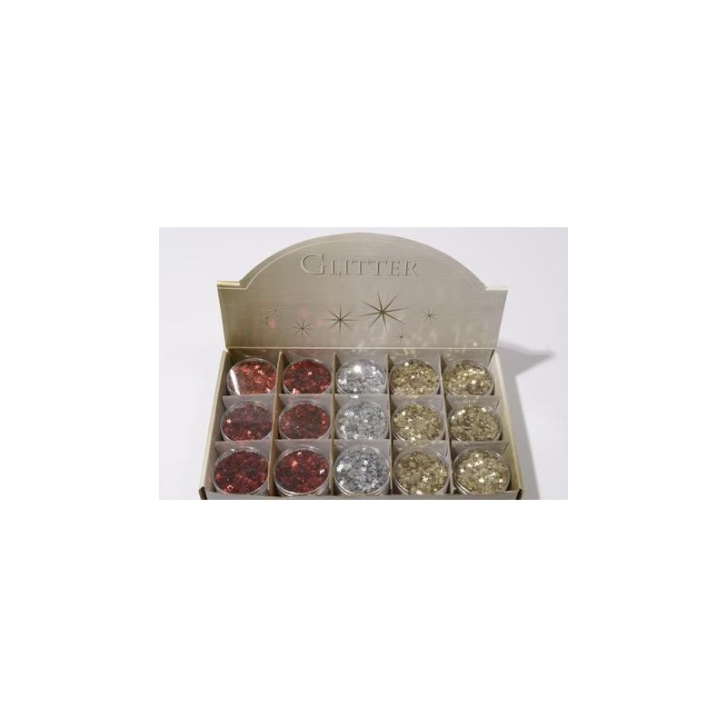 Glitter Star Traditional 3ass, Colour: Assorted, Size: Dia6x1cm di Kaemingk