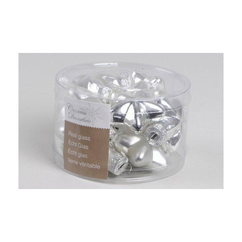 Glass Mini Stars Shiny-Matt Silver di Kaemingk