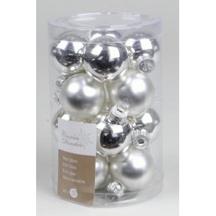 Glass Mini Baubles Shiny-Matt Silver di Kaemingk