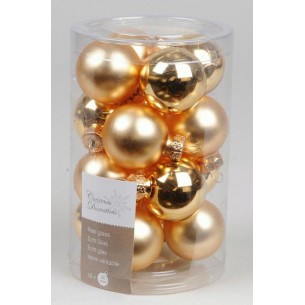 Glass Mini Baubles Shiny-Matt Light Gold di Kaemingk