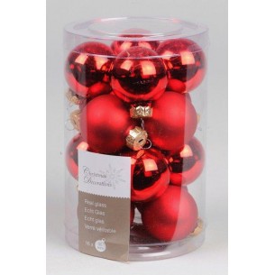 Glass Mini Baubles Shiny-Matt, Colour: Christmas Red, Size: Dia3.5cm di Kaemingk