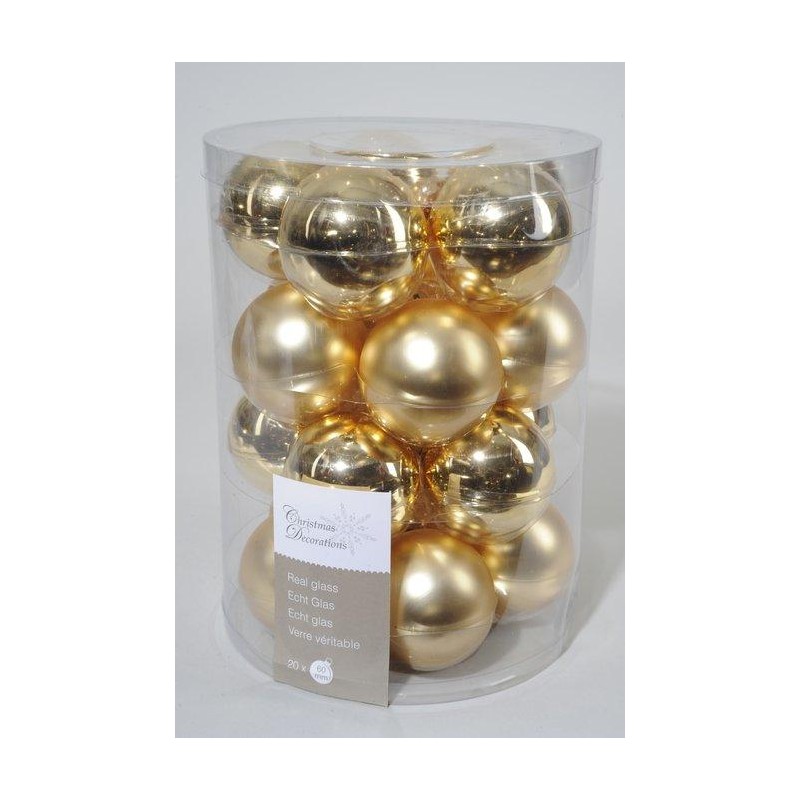 Baubles Glass Shiny,Matt Mix Light Gold di Kaemingk