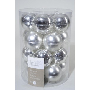 Baubles Glass Shiny,Matt Mix Silver di Kaemingk