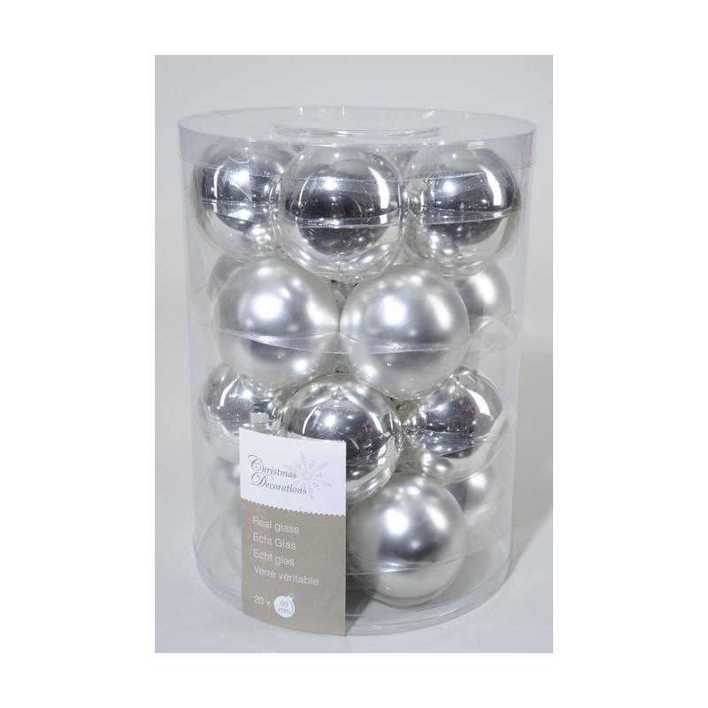 Baubles Glass Shiny,Matt Mix Silver di Kaemingk